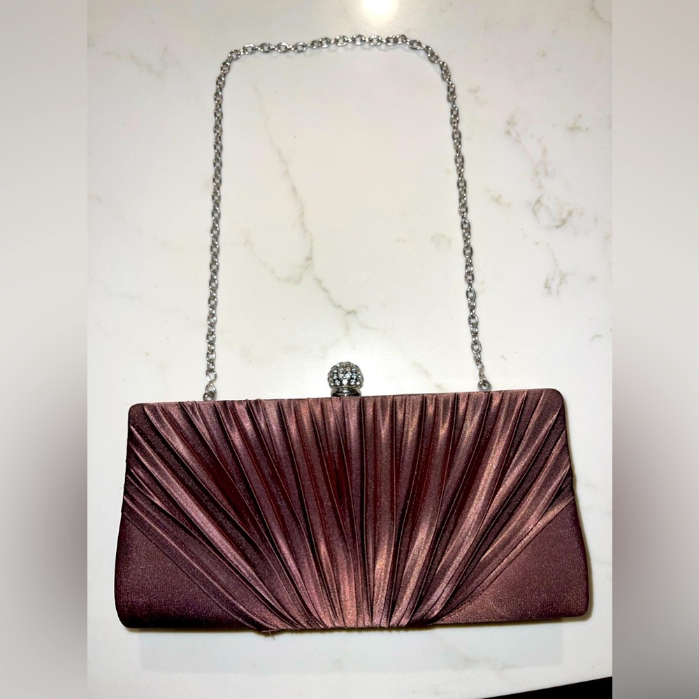 Misha beautiful brown ruched purse / clutch